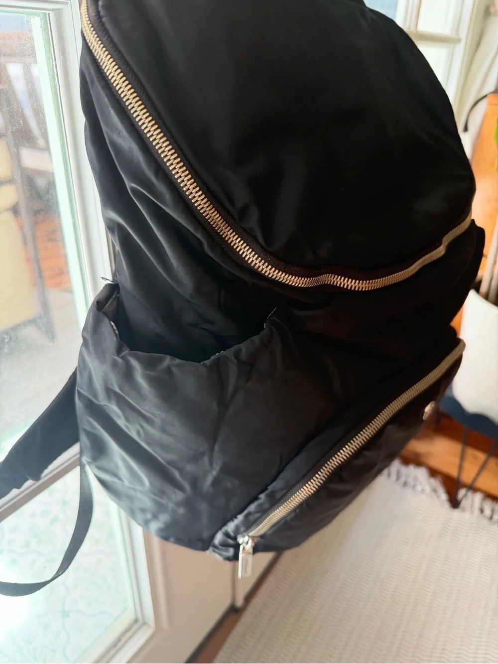 lululemon athletica Black Backpack with Silver Zippers